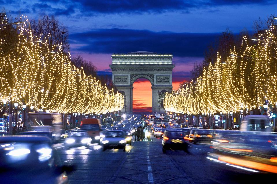 Champs-Elysees with Christmas lights.